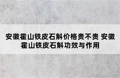 安徽霍山铁皮石斛价格贵不贵 安徽霍山铁皮石斛功效与作用